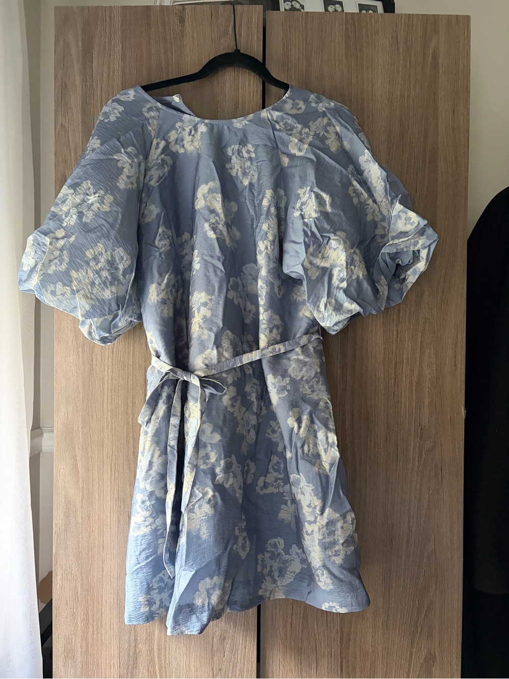 & Other Stories Light Blue Floral Puff Sleeve Mini Dress NWT